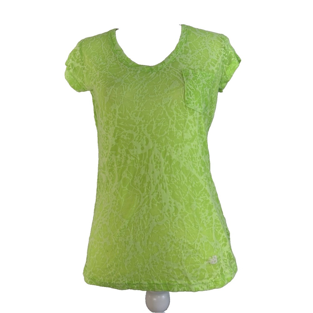 New balance lime  green semi sheer short sleeve active t-shirt Sz L women's